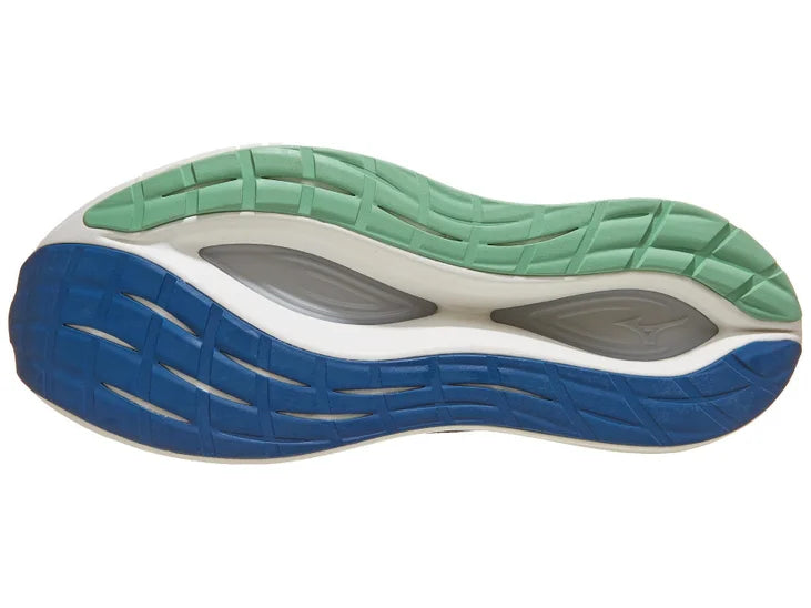 Men's Mizono No Vista 2. Navy upper. White midsole. Bottom view.