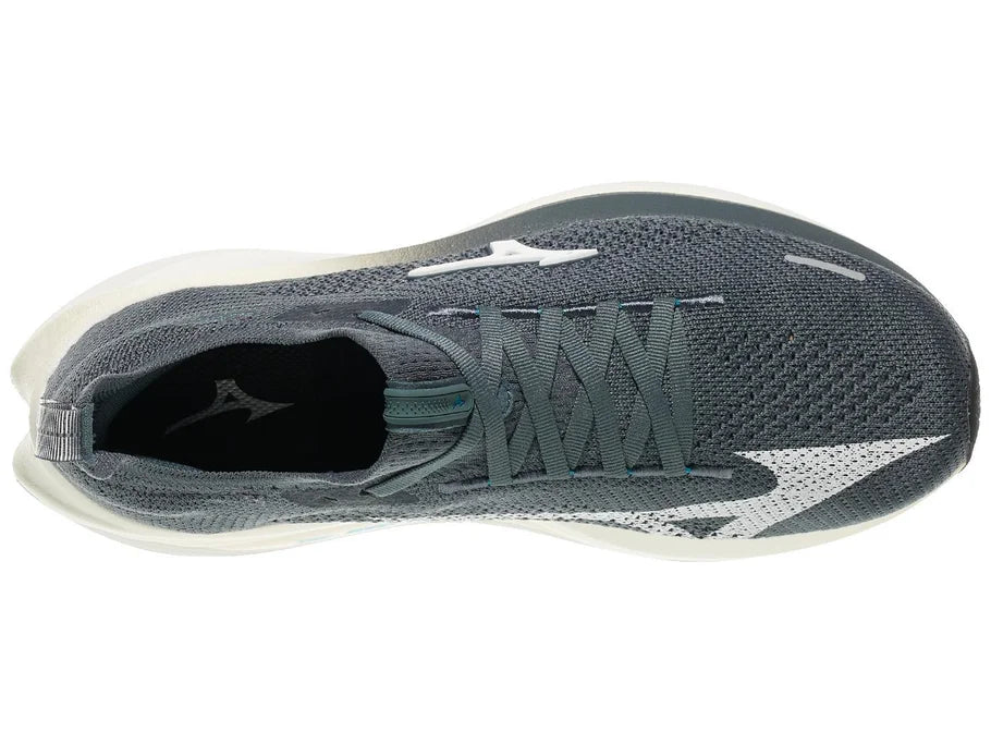 Men's Mizuno Neo Vista 3 in Dark Slate/White, top view.