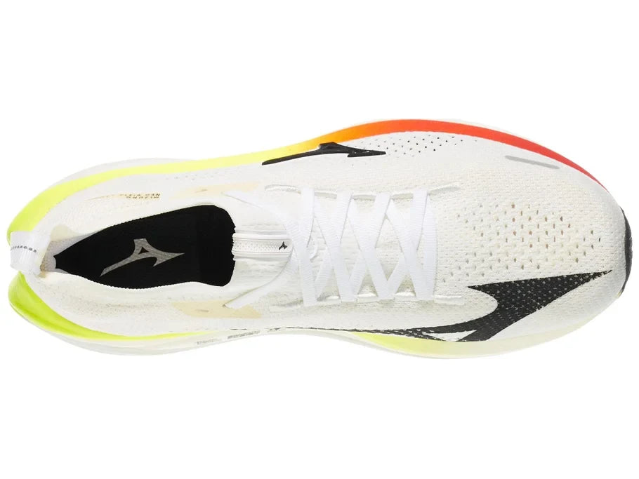 Men's Mizuno Neo Vista 3 in White/Black, top view.
