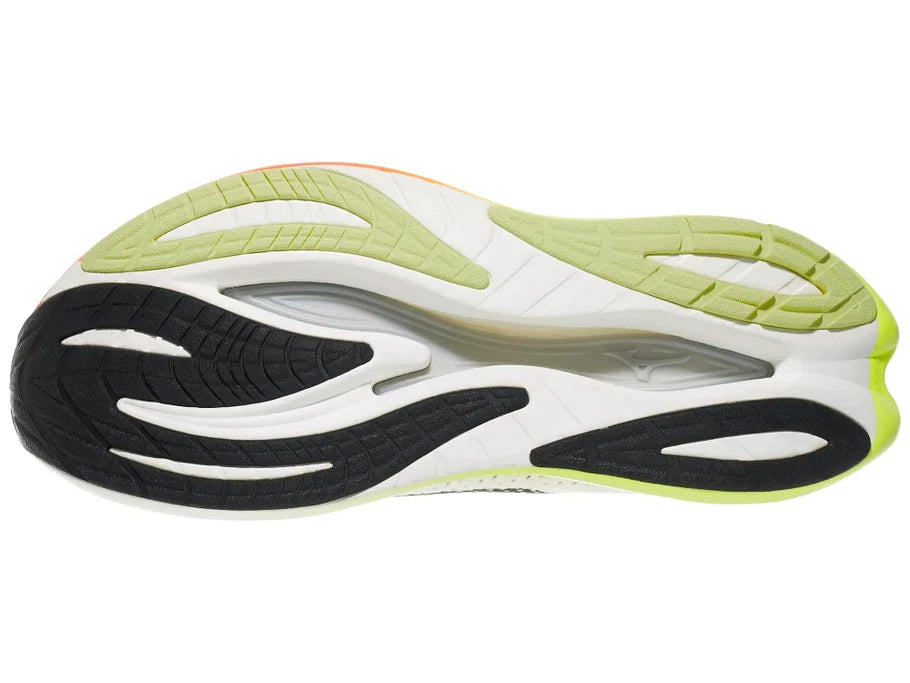 Men's Mizuno Neo Vista 3 in White/Black, outsole view.
