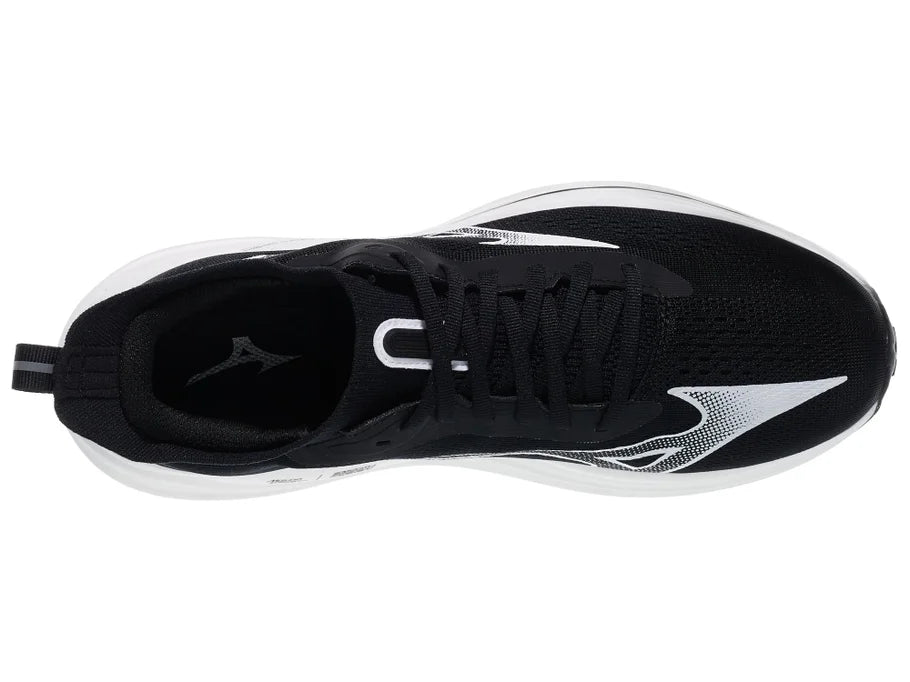 Men's Mizuno Neo Zen 2. Black upper. White midsole. Top view.
