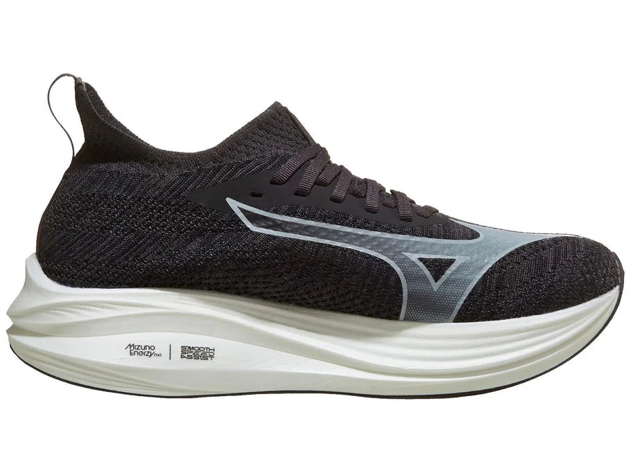 Men's Mizuno Neo Zen. Dark Grey upper. White midsole. Medial view.