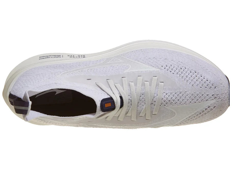 Men's Mizuno Neo Zen. Light Blue/Grey upper. White midsole. Top view.