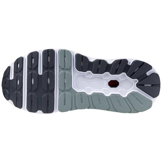Men's Mizuno Wave Horizon 7. Grey upper. White midsole. Bottom view.