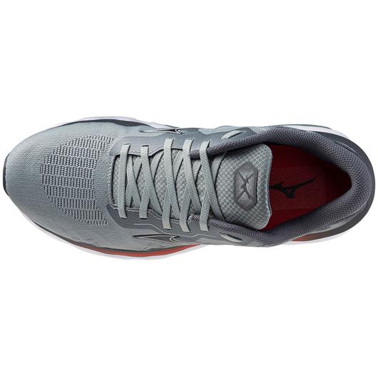 Men's Mizuno Wave Horizon 7. Grey upper. White midsole. Top view.