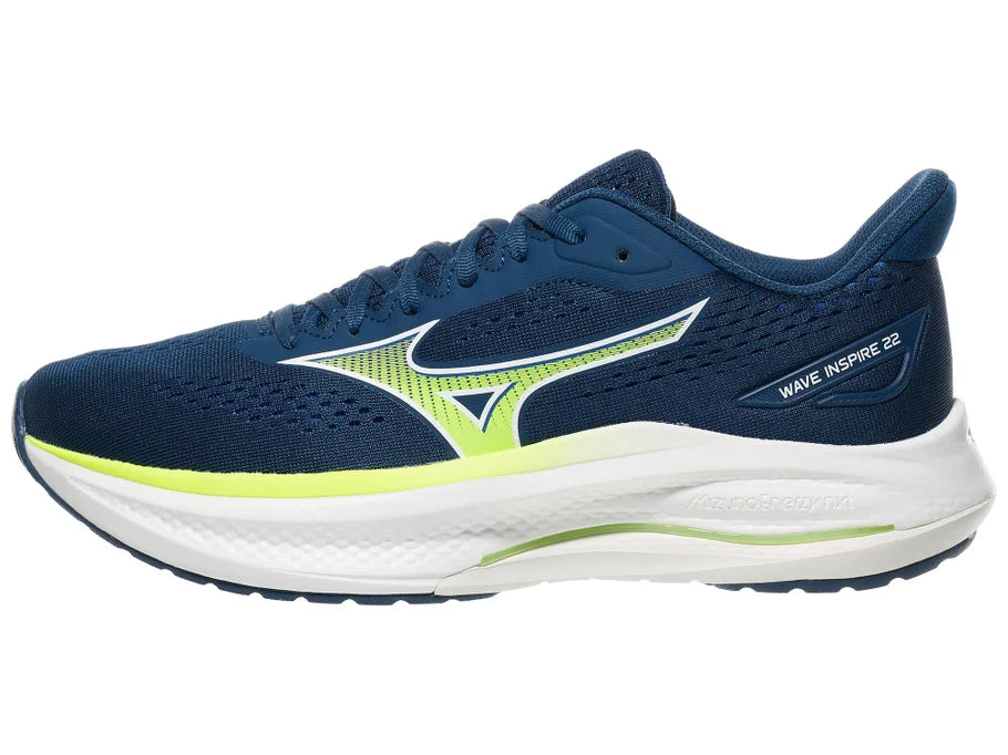 Men's Mizuno Wave Inspire 22 in Estate Blue/White - side view