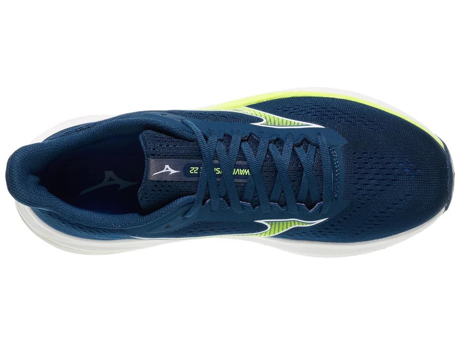 Men's Mizuno Wave Inspire 22 in Estate Blue/White - top view