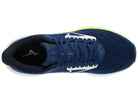 Men's Mizuno Wave Rider 29 in Estate Blue/White, top view.