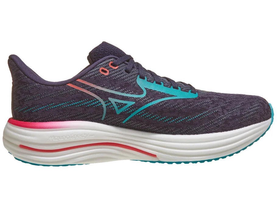 Men's Mizuno Wave Rider 29. Grey upper. White midsole. Medial view.
