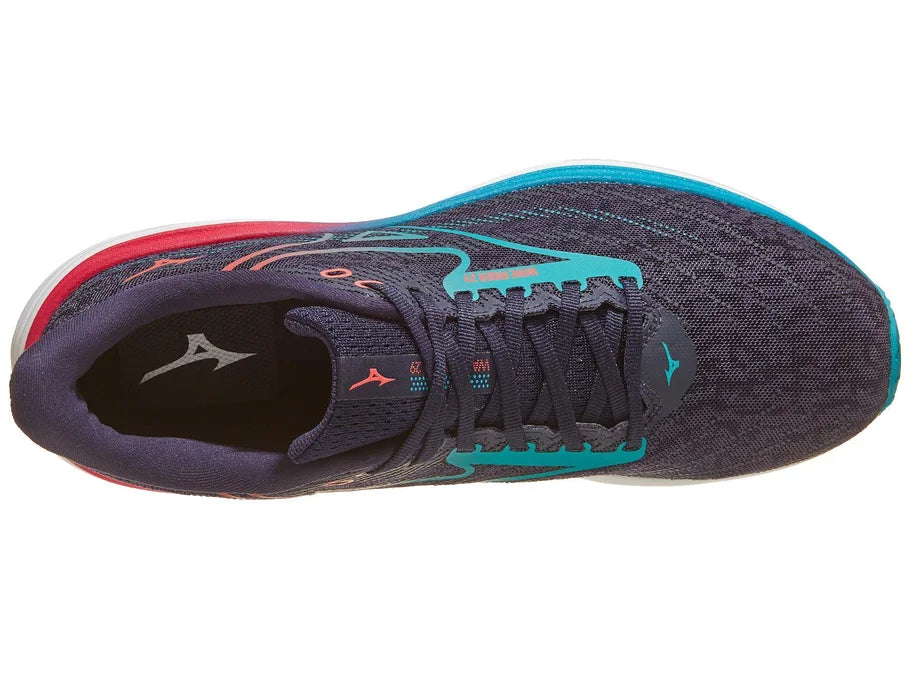 Men's Mizuno Wave Rider 29. Grey upper. White midsole. Top view.