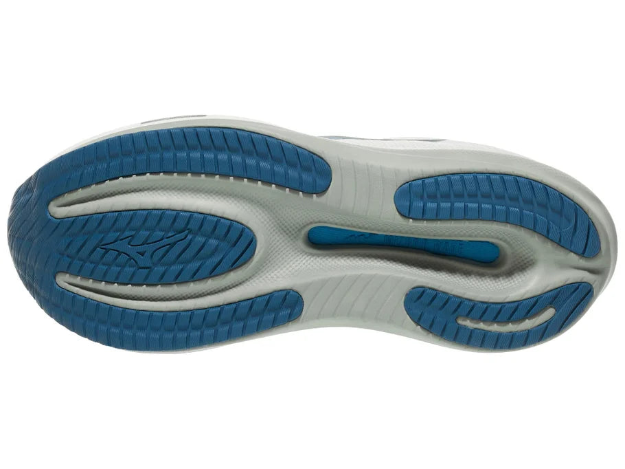 Men's Mizuno Wave Rider 30 in Foggy Dew/Dark Slate, outsole view.