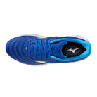 Mizuno Wave Sky 8 men's running shoe in Reflex Blue C/White, top view