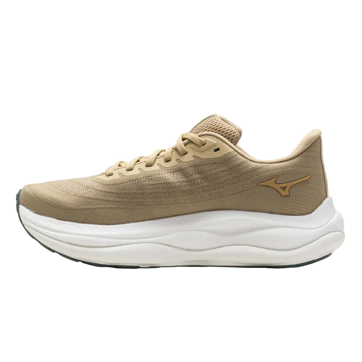 Men's Mizuno Wave Sky 9 in Pale Khaki/Curds and Whey, medial view