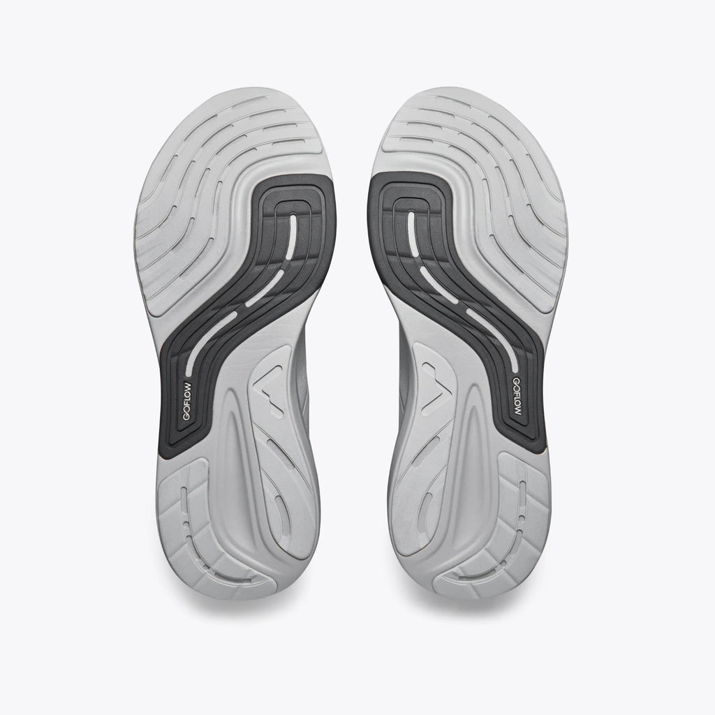 Men's Mount to Coast P1. Grey upper. Grey midsole. Bottom view.