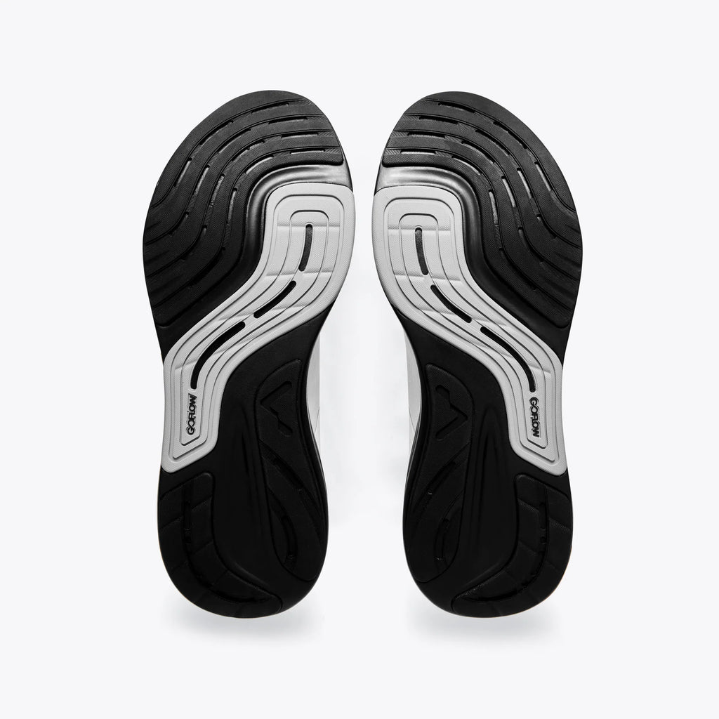 Men's Mount to Coast. P1. White upper. Black midsole. Bottom view.