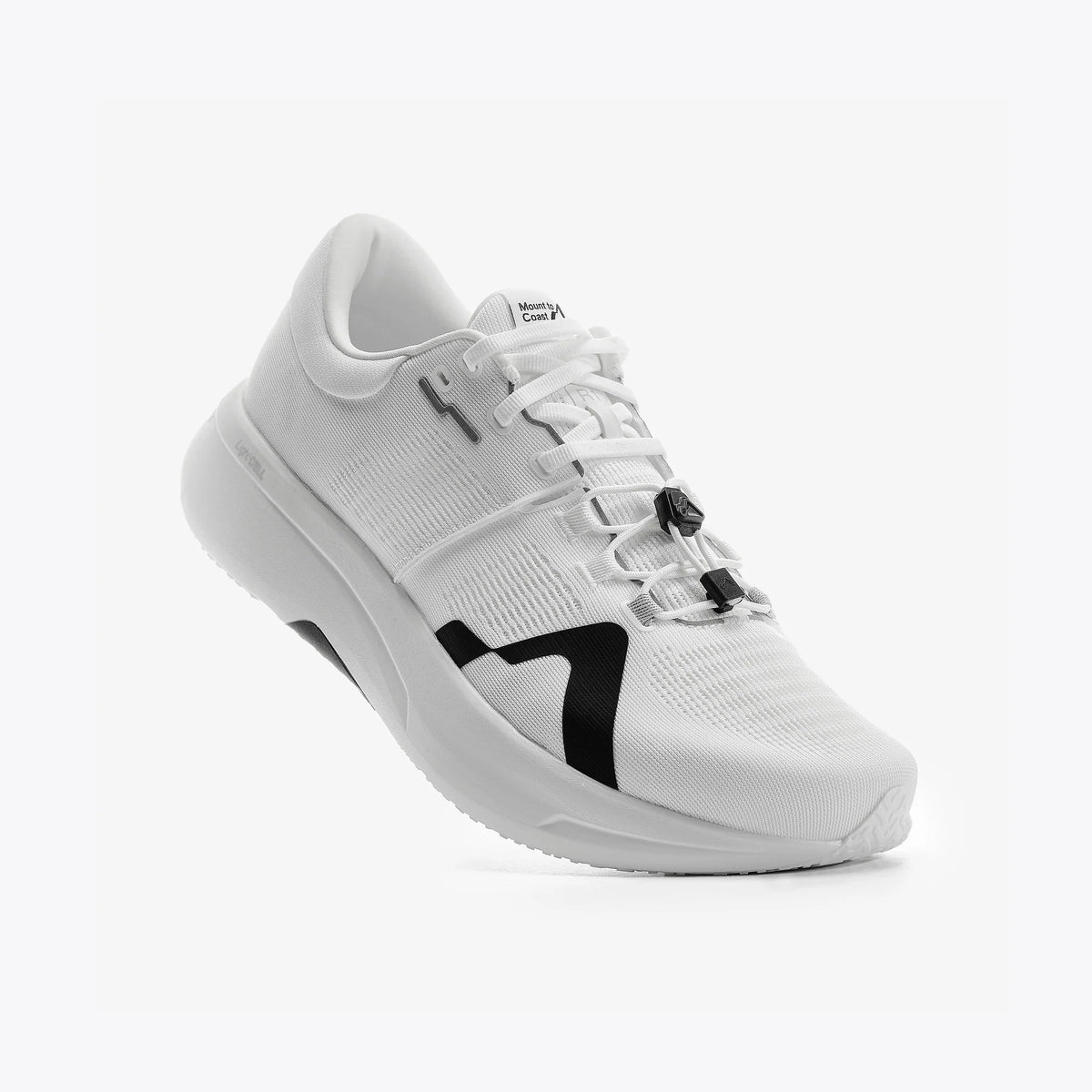 Men's Mount to Coast. R1. White upper. White midsole. Lateral view.