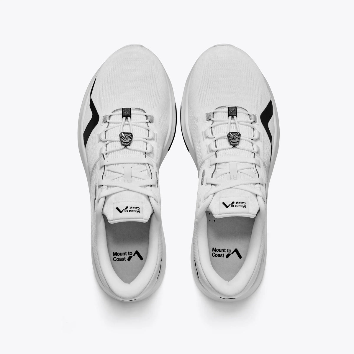 Men's Mount to Coast. R1. White upper. White midsole. Top view.