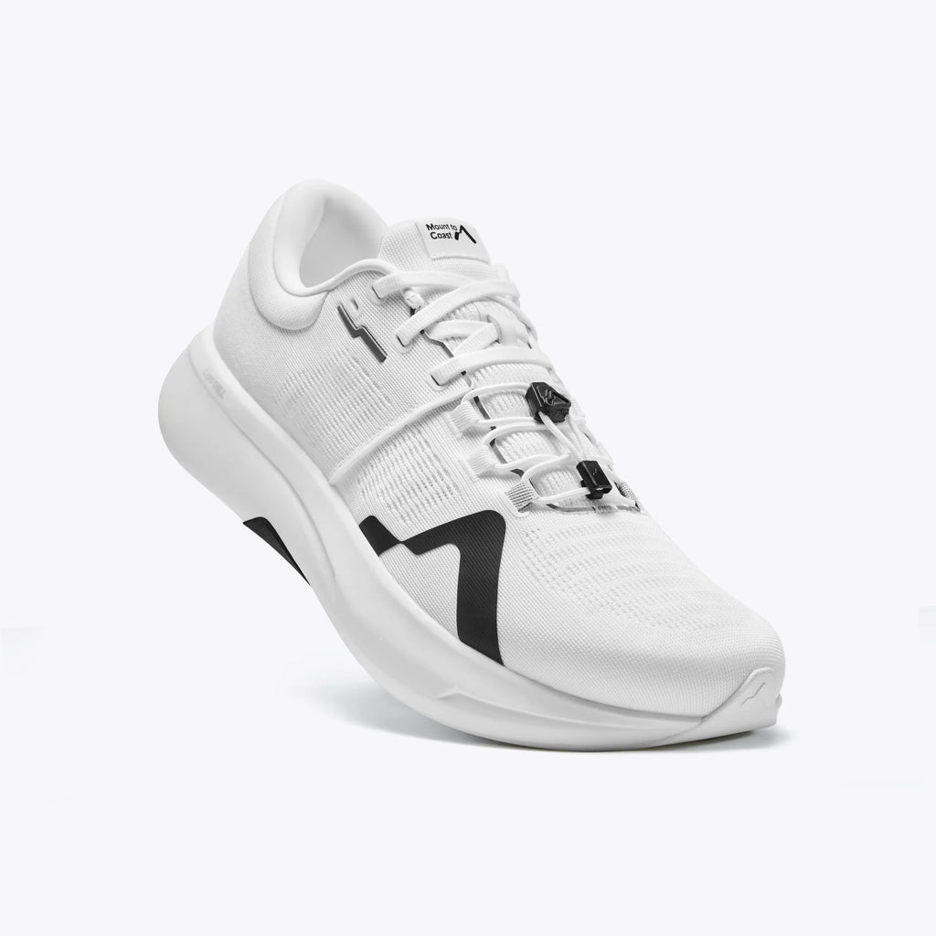 Men's Mount to Coast R1R. White upper. White midsole. Lateral view.