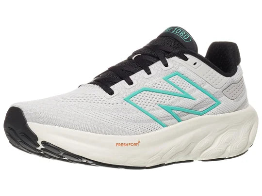 Men's New Balance 1080 V13. Light Grey upper. White midsole. Lateral view.