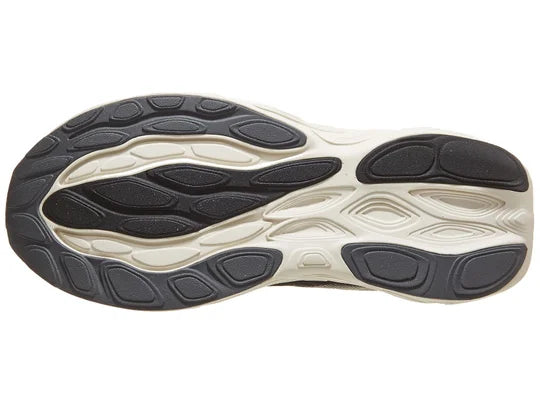 Men's New Balance 1080 v14. Black upper. Off White midsole. Bottom view.