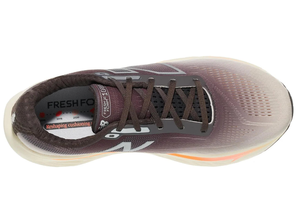 Men's New Balance 1080v14. Black/Off White upper. Off White midsole. Top view.