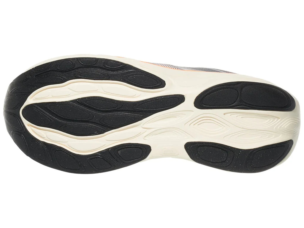 Men's New Balance 1080v14. Black/Off White upper. Off White midsole. Bottom view.