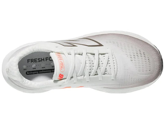 Men's New Balance Fresh Foam X 1080 v14. White/Grey upper. White midsole. Top view.