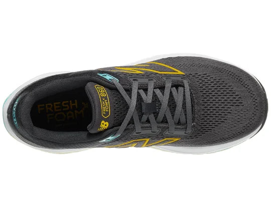 Men's New Balance Fresh Foam X 860 v14 in Magnet/Ginger Lemon/Cyber Jade, top view