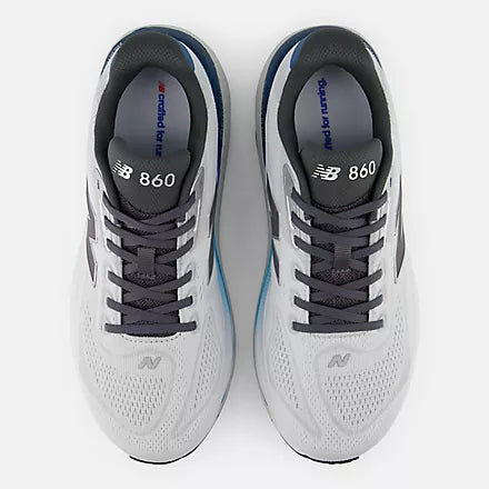 Men's New Balance Fresh Foam X 860 v15. Light Grey upper. White midsole. Top view.