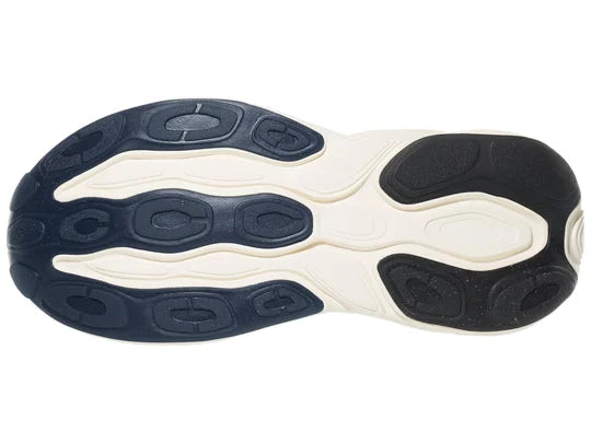 Men's New Balance More v5. Off White upper. White midsole. Bottom view.