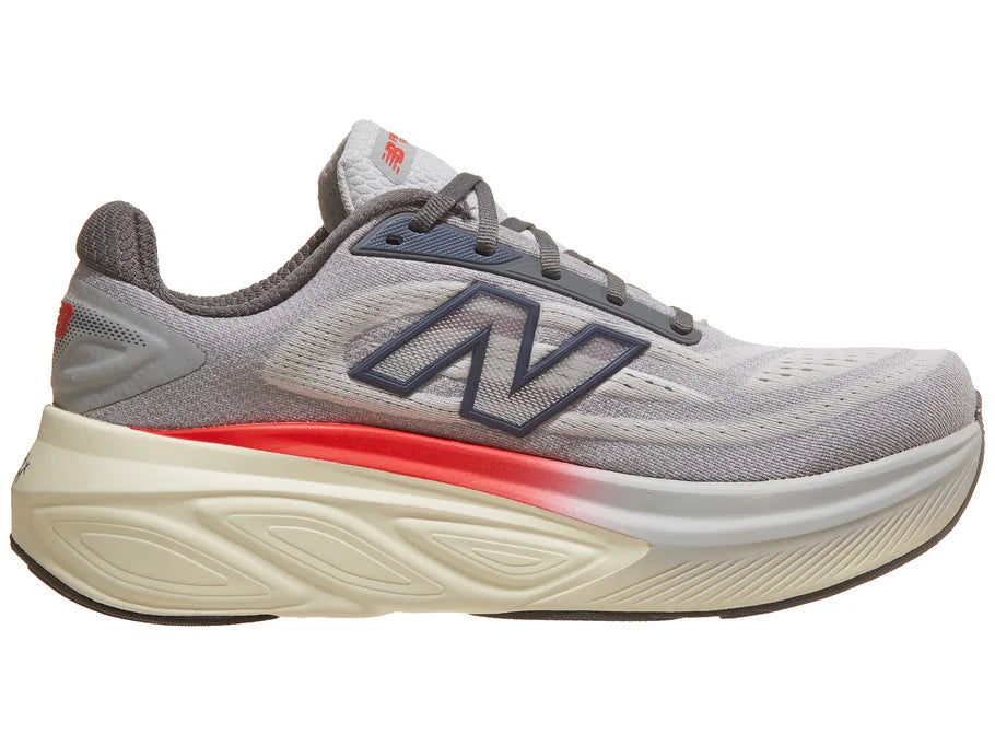 Men's New Balance Fresh Foam X More v6. Grey upper. Off White midsole. Medial view.
