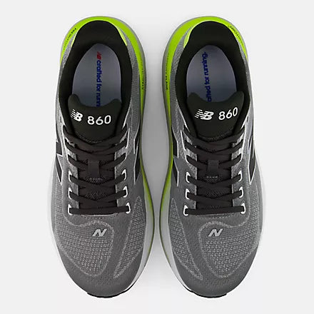 Men's New Balance Fresh Foam X 860 v15. Grey upper. White midsole. Top view.