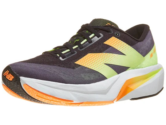 Men's New Balance Rebel v4. Black upper. White midsole. Lateral view.