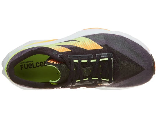 Men's New Balance Rebel v4. Black upper. White midsole. Top view.