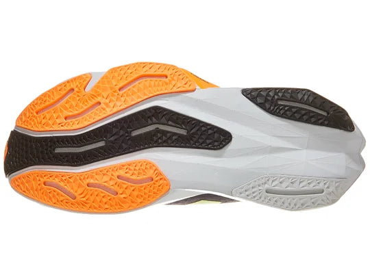 Men's New Balance Rebel v4. Black upper. White midsole. Bottom view.