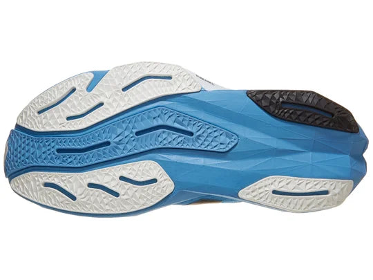 Men's New Balance Rebel v4. Blue/White upper. Blue/White midsole. Bottom view.