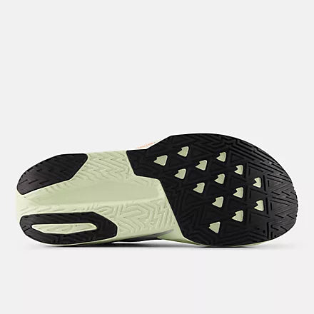 Men's New Balance Rebel v5. Grey upper. Off White midsole. Bottom view.