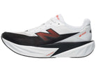 Men's New Balance FuelCell Rebel v5. White/Black upper. White/Black midsole. Lateral view.