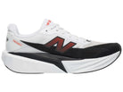 Men's New Balance FuelCell Rebel v5. White/Black upper. White/Black midsole. Medial view.