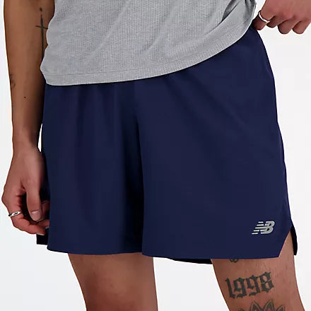 Men's New Balance RC Shorts. Navy. Front view.