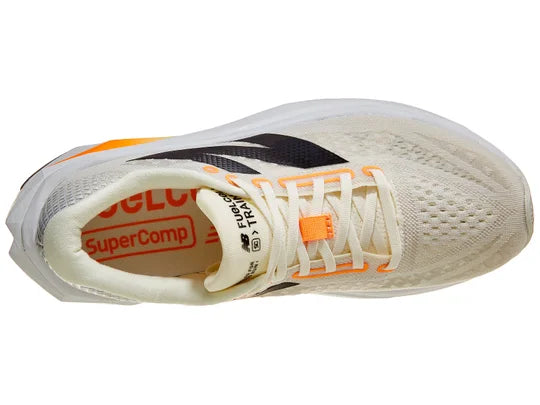 Men's New Balance SuperComp Trainer v3. Off White upper. White midsole. Top view.