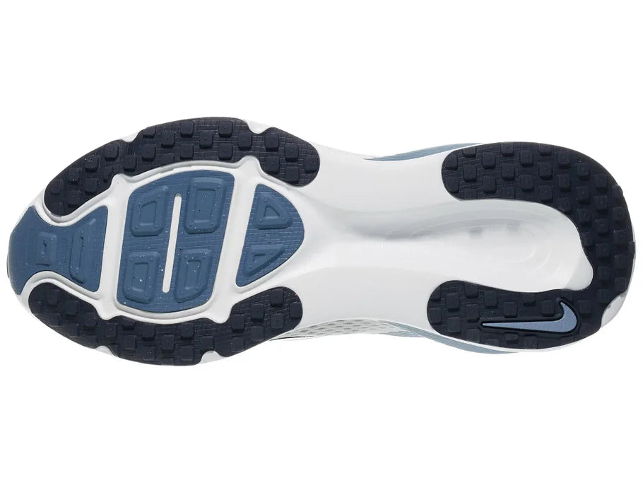 Men's Nike Vomero 18. Light Grey upper. White midsole. Bottom view.
