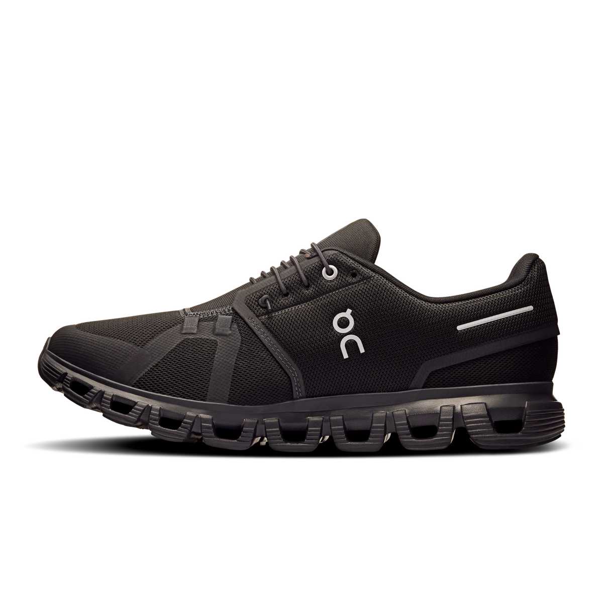 Men's On Cloud 6 in Black/Black, medial view