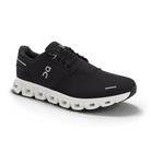 Men's On Cloud 6. Black upper. White midsole. Lateral view.