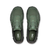 Men's On Cloud 6. Dark green upper. Black midsole. Top view.