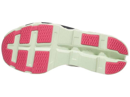 Men's On Running Cloudmonster 2. Dark Grey upper. Green midsole. Bottom view.