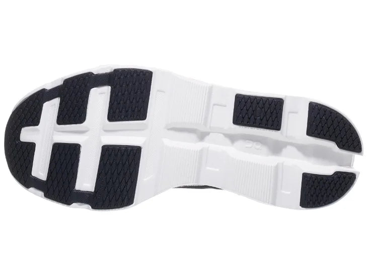 Men's On Cloudmonster 2. Black upper. White midsole. Bottom view.