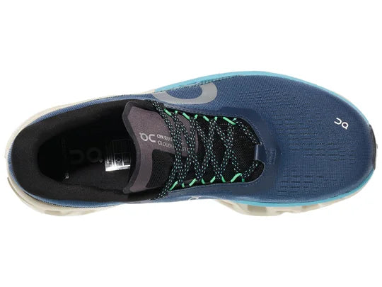 Men's On Cloudmonster 2. Navy upper. Off White midsole. Top view.