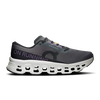Men's On Cloudmonster 3. Grey and purple upper. White midsole. Lateral view.