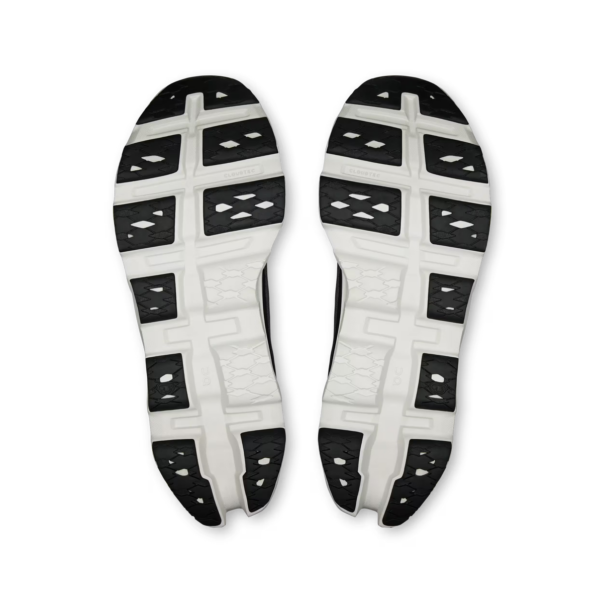 Men's On Cloudmonster 3. Grey and purple upper. White midsole. Bottom view.